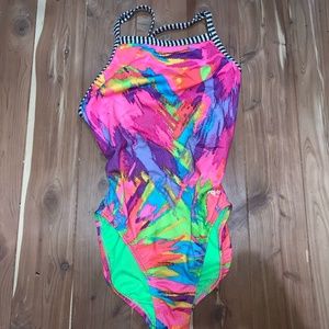 Dolphin neon one piece swimsuit